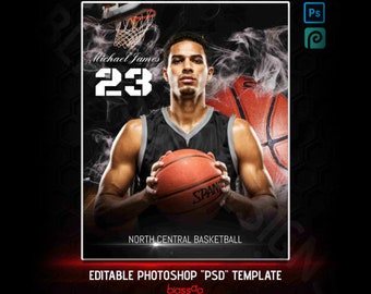 Basketball  Sports Poster Template Photoshop for Basketball, Digital Template, Sports Background, Custom Poster Banner, Basketball