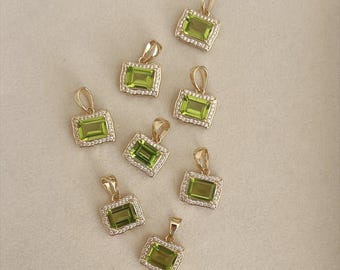 Green Periodt Pendant | 925 Sterling Silver Gold Natural Gemstone Jewelry