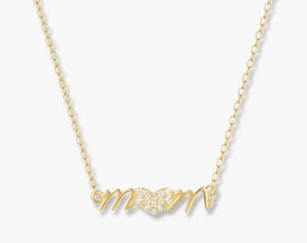 Mom Heart Necklace | 18K Gold 925 Sterling Silver Mum Gift Jewelry