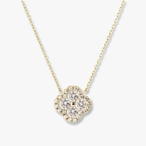 Diamant-Klee-Halskette | 925er Sterling Silber Blumen Motiv Schmuck