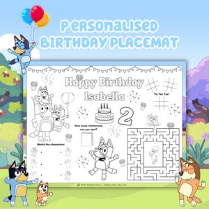 Bluey Birthday Coloring Sheet, Bluey Activity Sheet, Printable Bluey Birthday Party, Bluey Coloring Pages