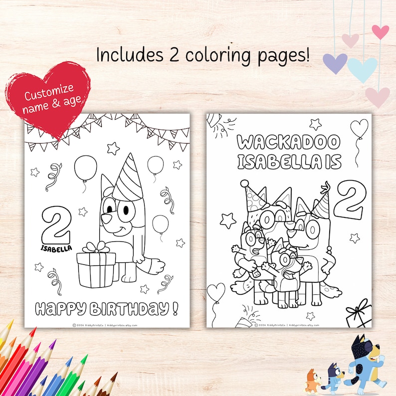 Bluey Birthday Coloring Sheet, Bluey Activity Sheet, Printable Bluey ...