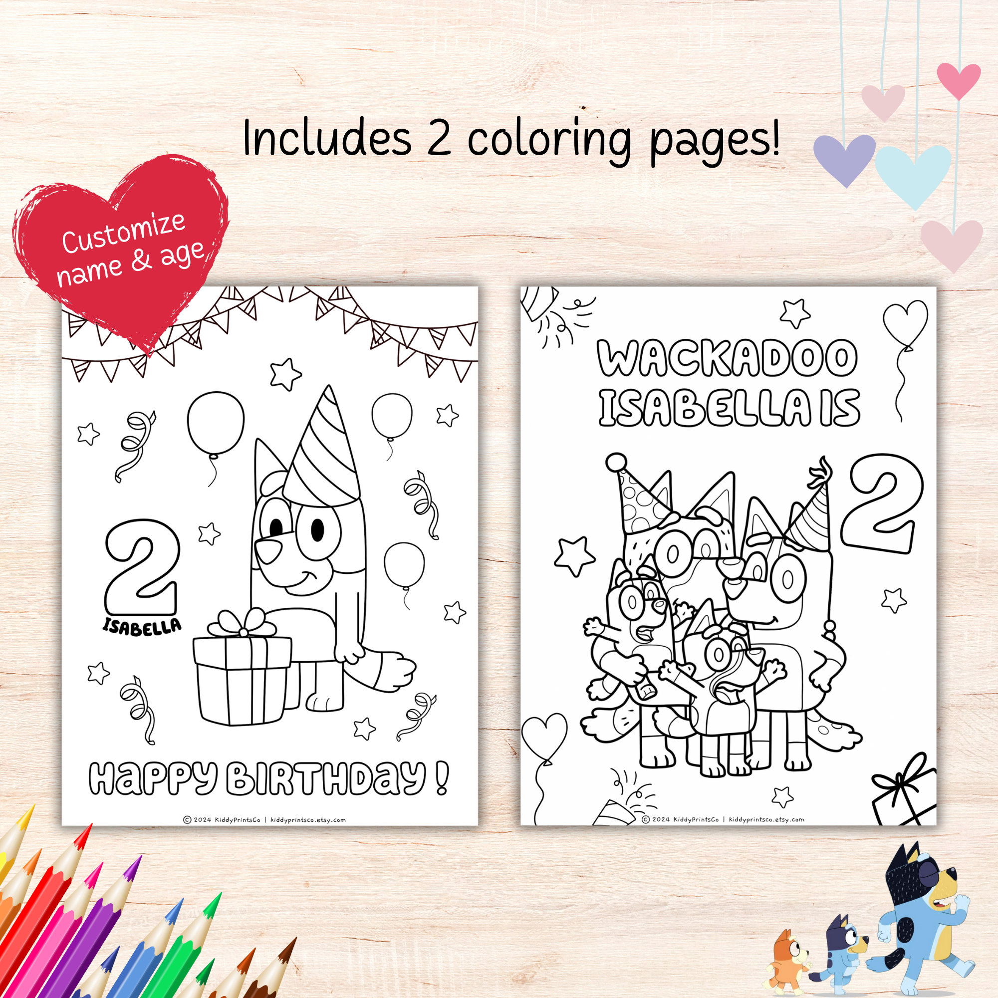 Bluey Birthday Coloring Sheet, Bluey Activity Sheet, Printable Bluey ...