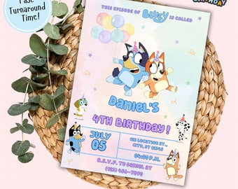 Bluey Birthday Invitation, Birthday Invitation, Bluey Invitation, Customize Printable Bluey Invitation Birthday Template, Bluey Party Favors