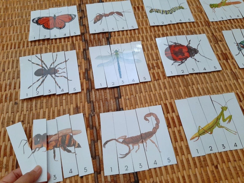 Insect Printable Puzzle Number 1-5, Preschool Animal Puzzle, Number ...