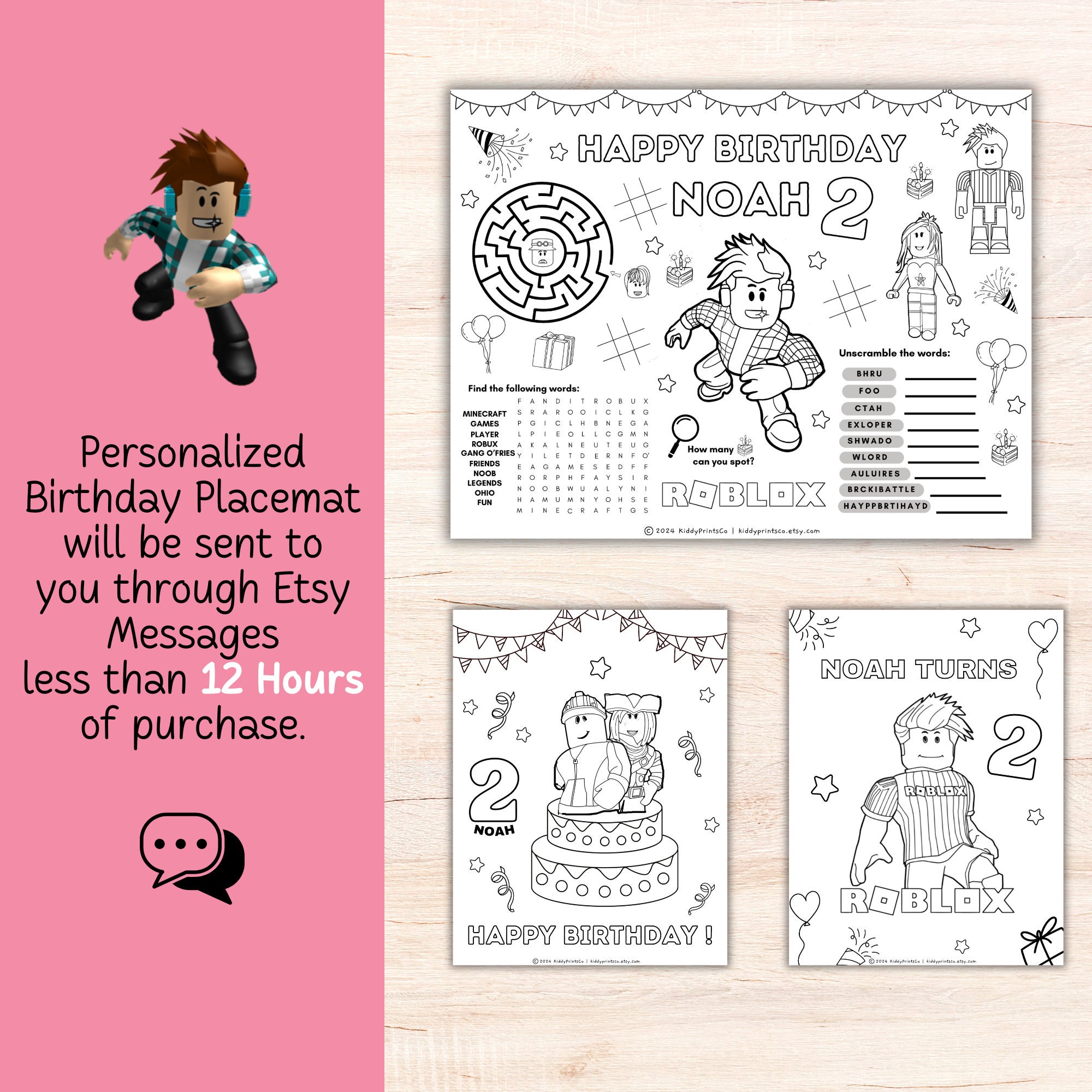 Roblox Birthday Coloring Sheet, Roblox Activity Sheet, Printable Roblox ...