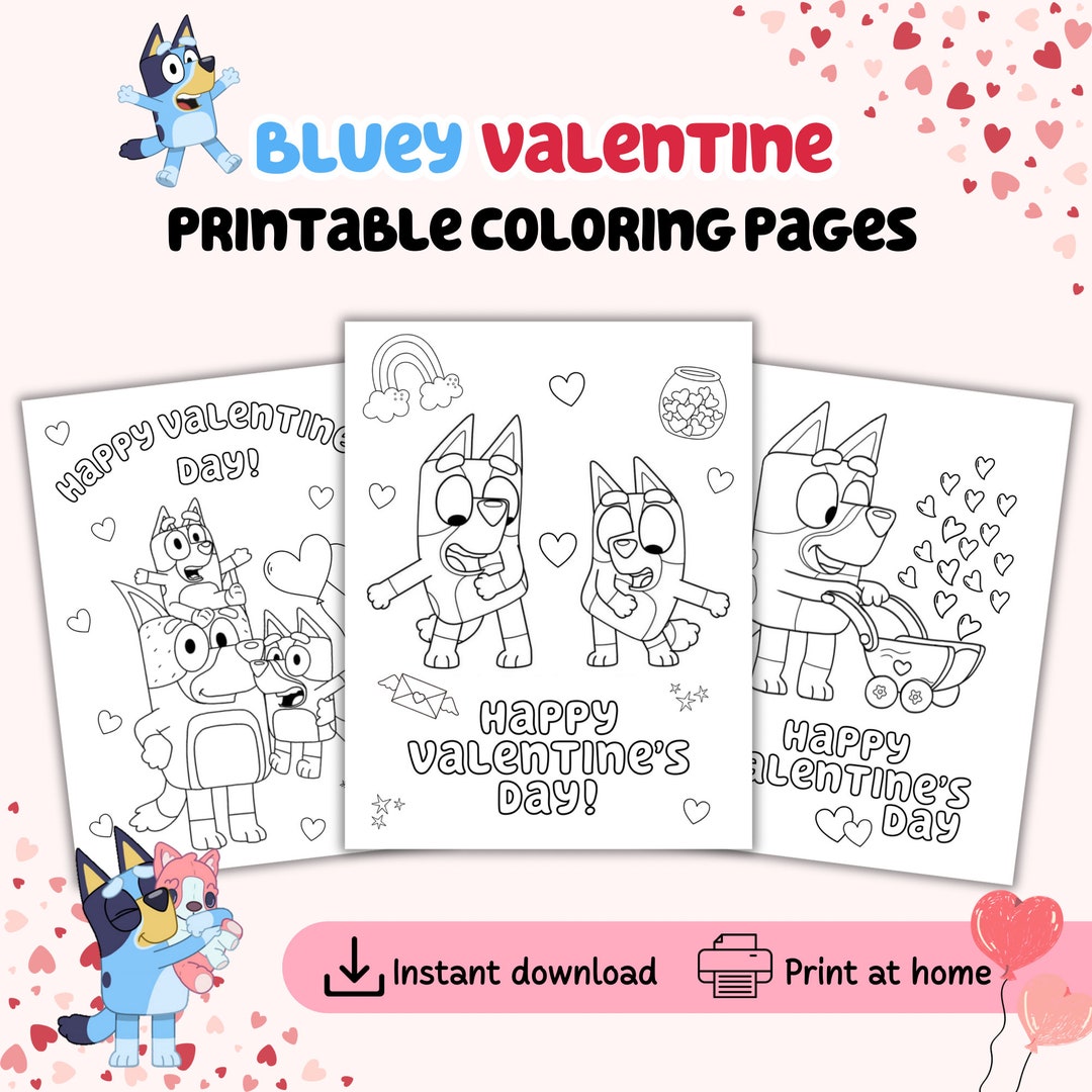 Bluey Valentine Coloring Pages, Valentine Coloring Pages, Bluey ...