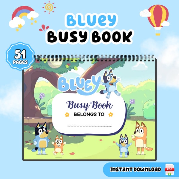 Bluey Busy Book, Busy Book Printable,Toddler Busy Book Activities, Bluey Activity Book, Bluey Printable Preschool & Toddler Learning Binder.