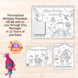 Trolls Birthday Coloring Sheet, Trolls Coloring Page Activity Sheet, Printable Trolls Birthday Party, Trolls Coloring Page image 6