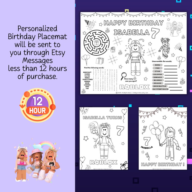 Roblox Birthday Coloring Sheet,roblox Girl Avatar Activity Sheet ...