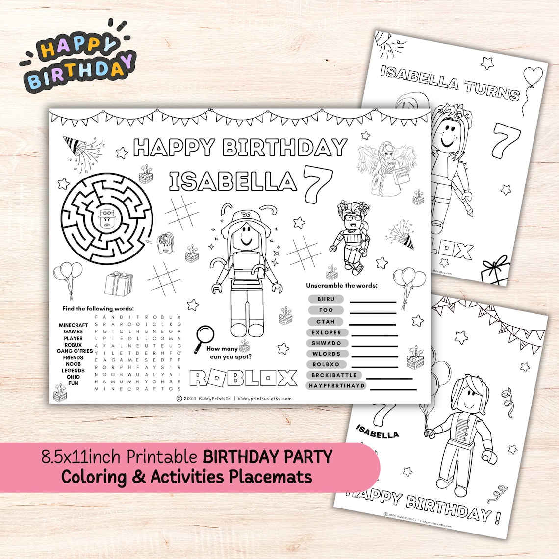 Roblox Birthday Coloring Sheet,roblox Girl Avatar Activity Sheet ...