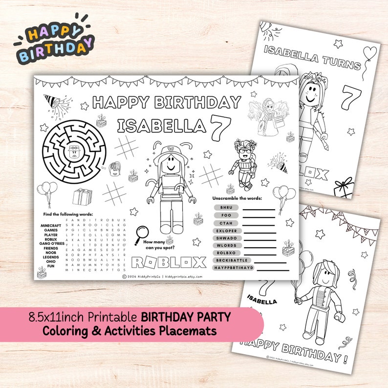 Roblox Birthday Coloring Sheet,roblox Girl Avatar Activity Sheet ...