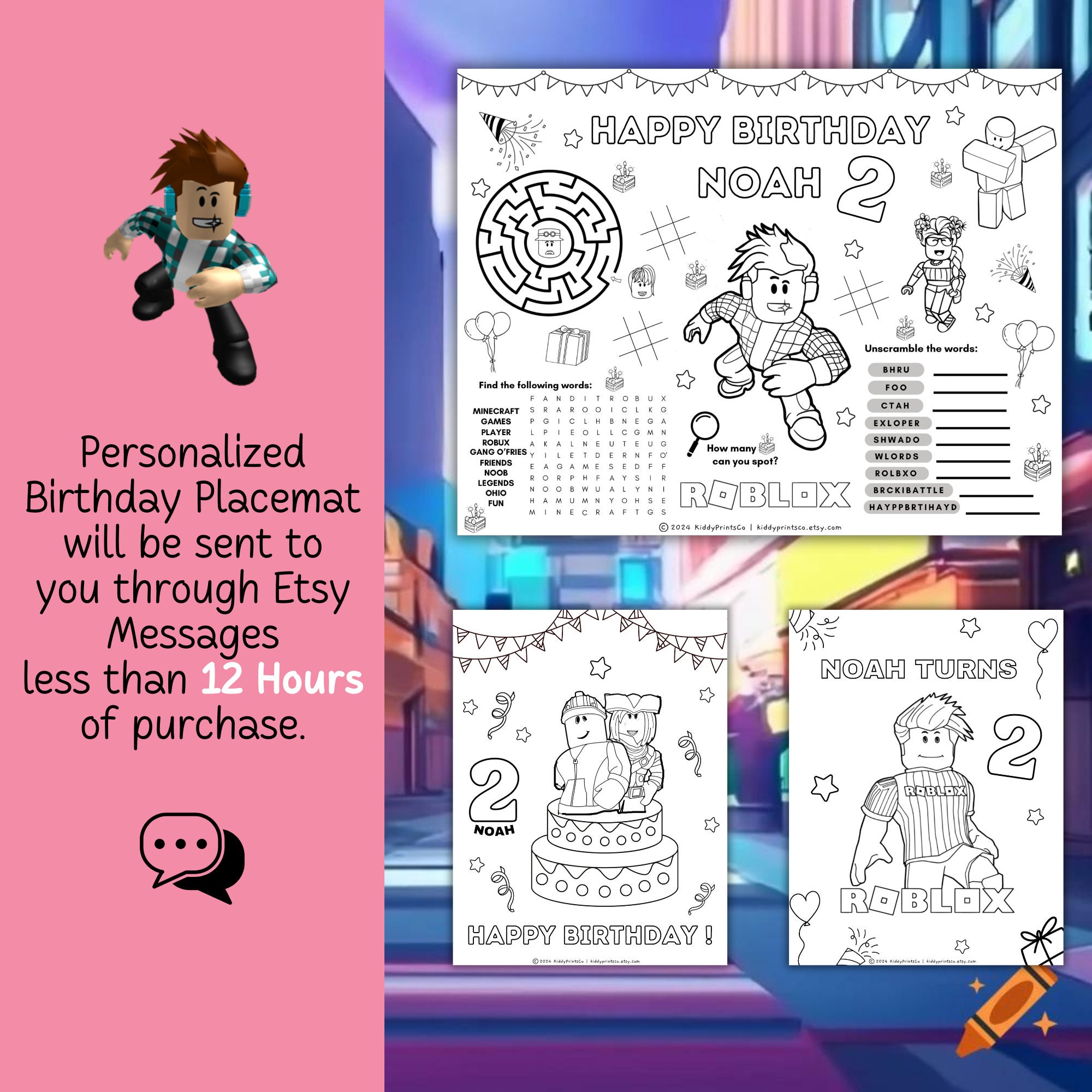 Roblox Birthday Coloring Sheet, Roblox Activity Sheet, Printable Roblox ...