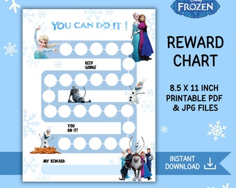 Frozen Reward Chart For Kids, Kids Reward Chart, Frozen Sticker Chart, Frozen Potty Training Reward Chart, Toodler Reward Chart