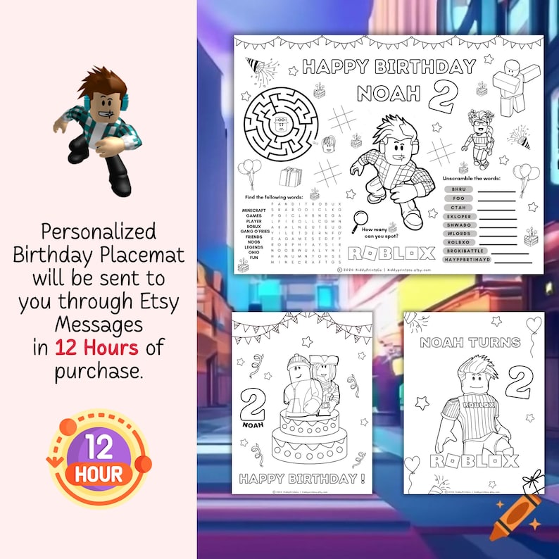 Roblox Birthday Coloring Sheet, Roblox Activity Sheet, Printable Roblox Birthday Party, Roblox Coloring Pages, Roblox Birthday Favors image 6