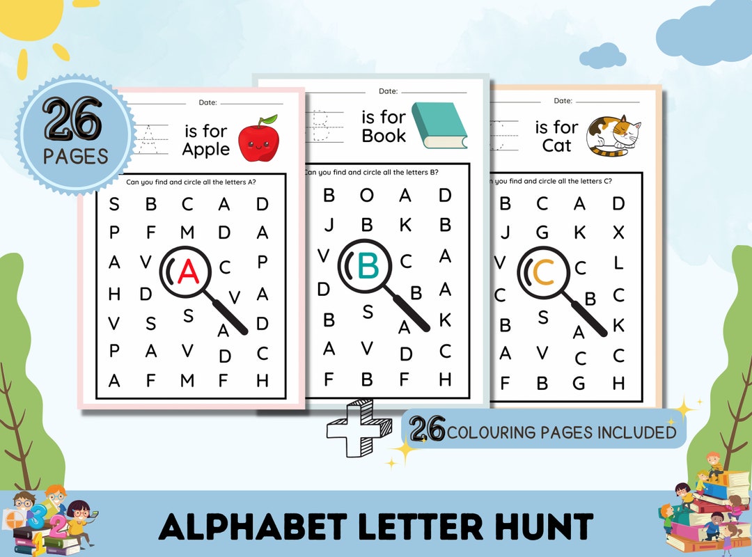 Letter Hunt Printables ABC Worksheets Kindergarten Printables Etsy