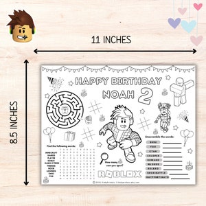 Roblox Birthday Coloring Sheet, Roblox Activity Sheet, Printable Roblox Birthday Party, Roblox Coloring Pages, Roblox Birthday Favors image 5