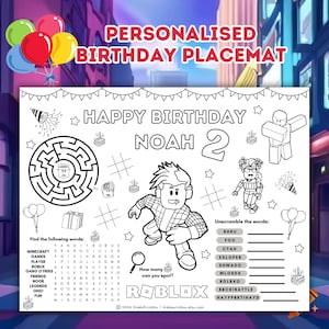 Roblox Birthday Coloring Sheet, Roblox Activity Sheet, Printable Roblox Birthday Party, Roblox Coloring Pages, Roblox Birthday Favors image 1