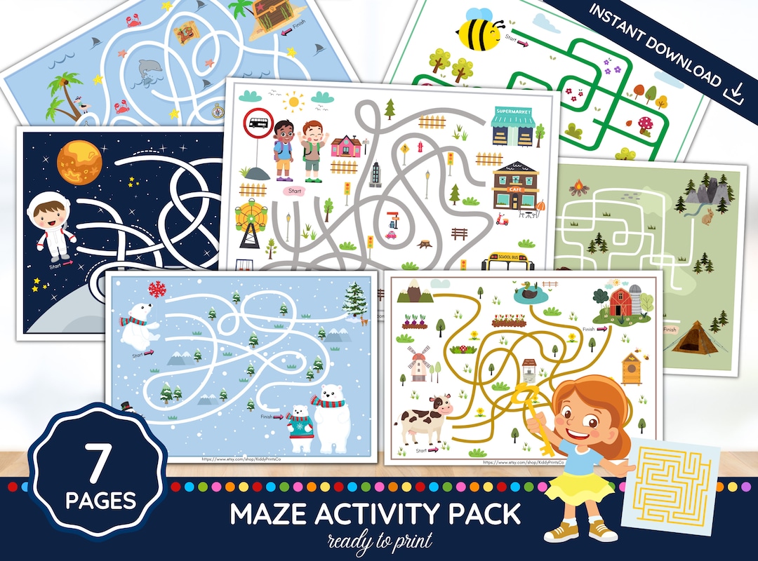 Maze Printables Maze Worksheets for Kindergarten Preschool Kids ...