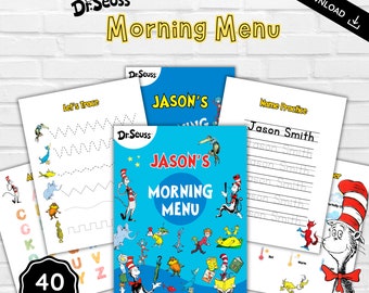 Dr Seuss Morning Menu Homeschool,Preschool Morning Menu,Dr Seuss Morning Basket,Dr Seuss Worksheet,Dr Seuss Reward Chart,Dr Seuss Printable
