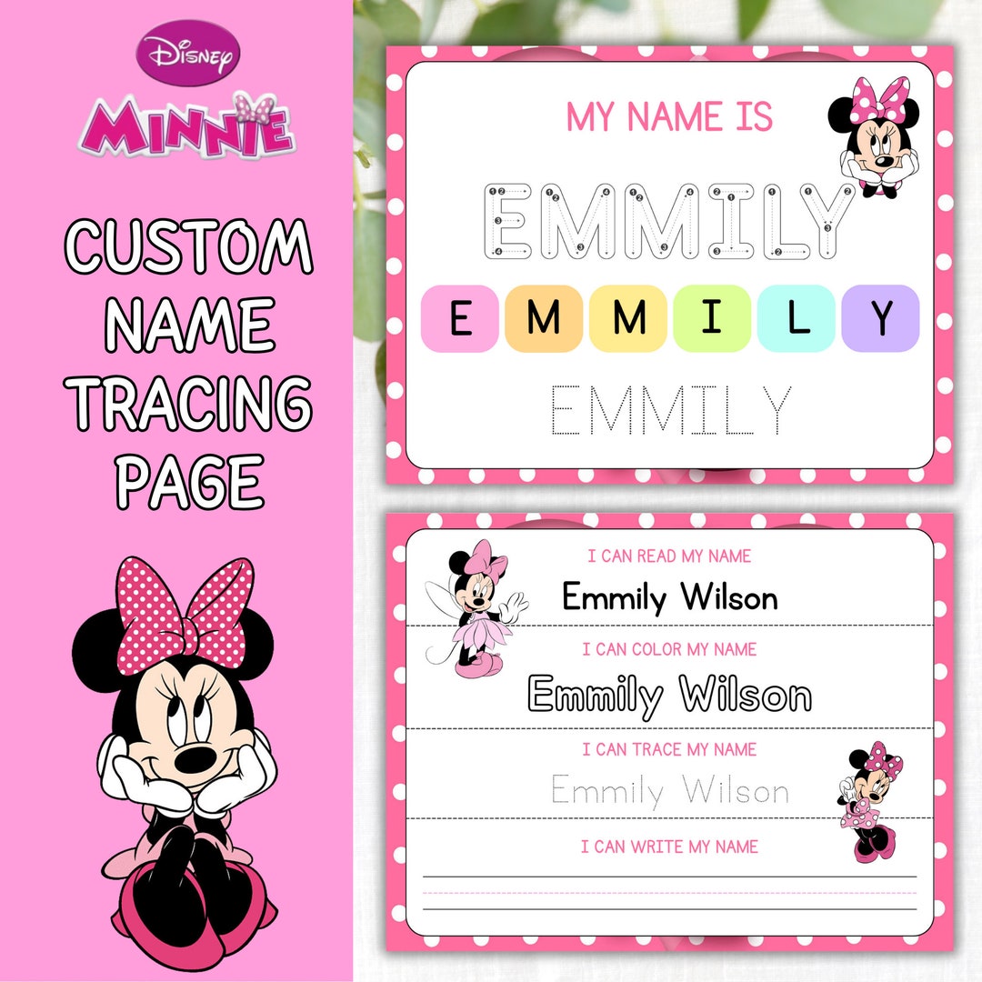 Minnie Custom Name Tracing Sheet Handwriting Practice Personalized Name ...