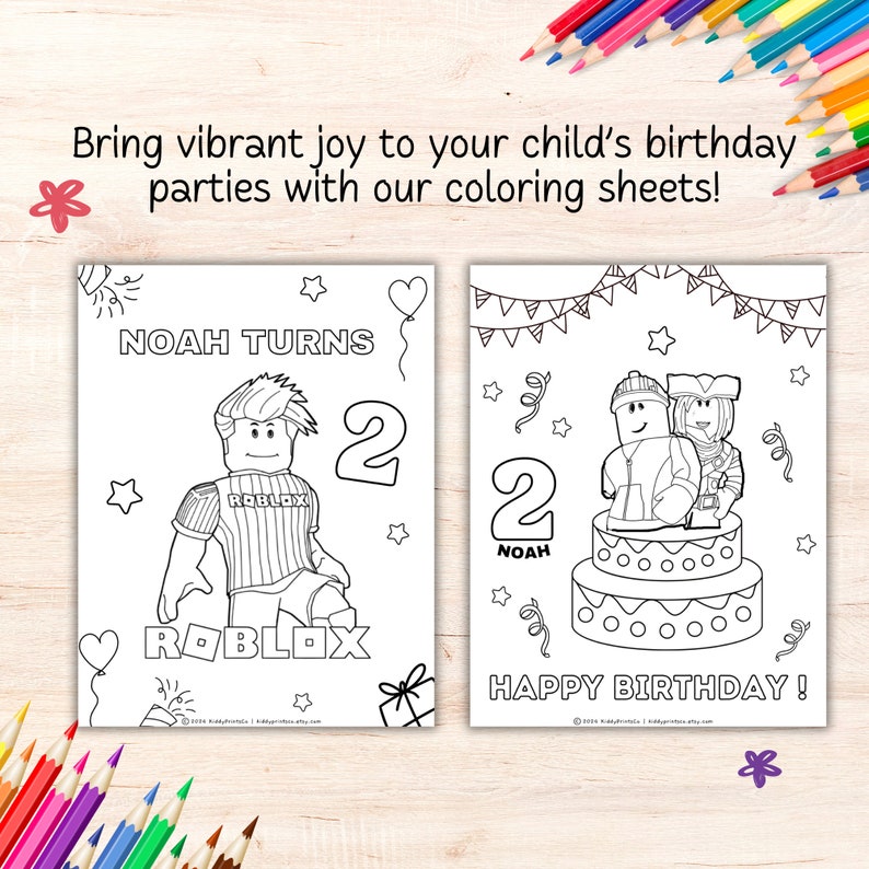 Roblox Birthday Coloring Sheet, Roblox Activity Sheet, Printable Roblox ...
