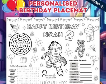 Roblox Birthday Coloring Sheet, Roblox Activity Sheet, Printable Roblox Birthday Party, Roblox Coloring Pages, Roblox Birthday Favors