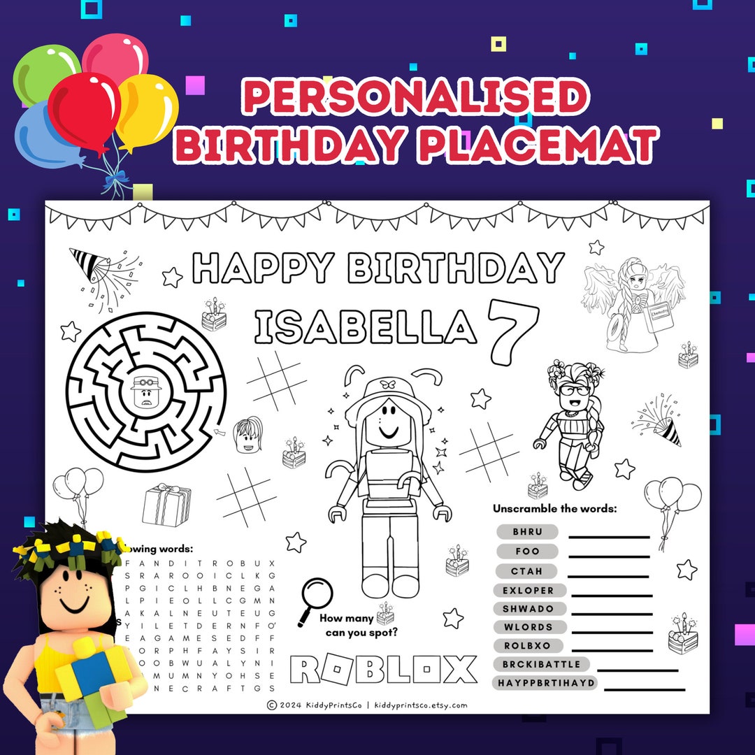 Buy Roblox Girl Birthday Coloring Sheet, Girl Avatar Activity Sheet ...