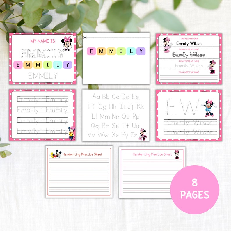 Minnie Custom Name Tracing Sheet Handwriting Practice Personalized Name ...
