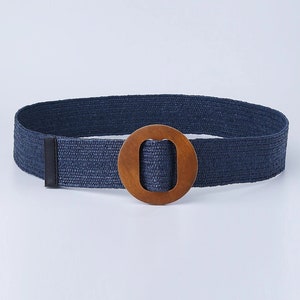 Blue straw woven belt, slight stretch belt, blue straw belt, blue woven belt, blue stretch belt, Navy blue straw belt, navy blue woven belt