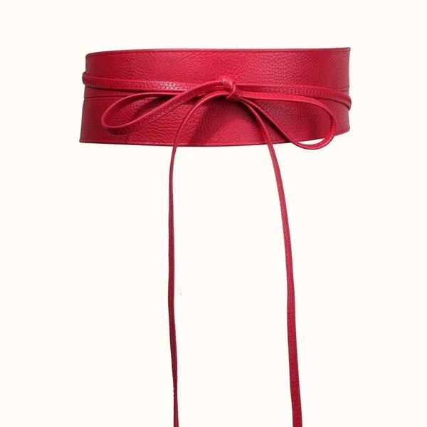 Red wrap leather belt, plus size belt, wrap dress belt, red wrap belt, red leather belt, leather wrap belt