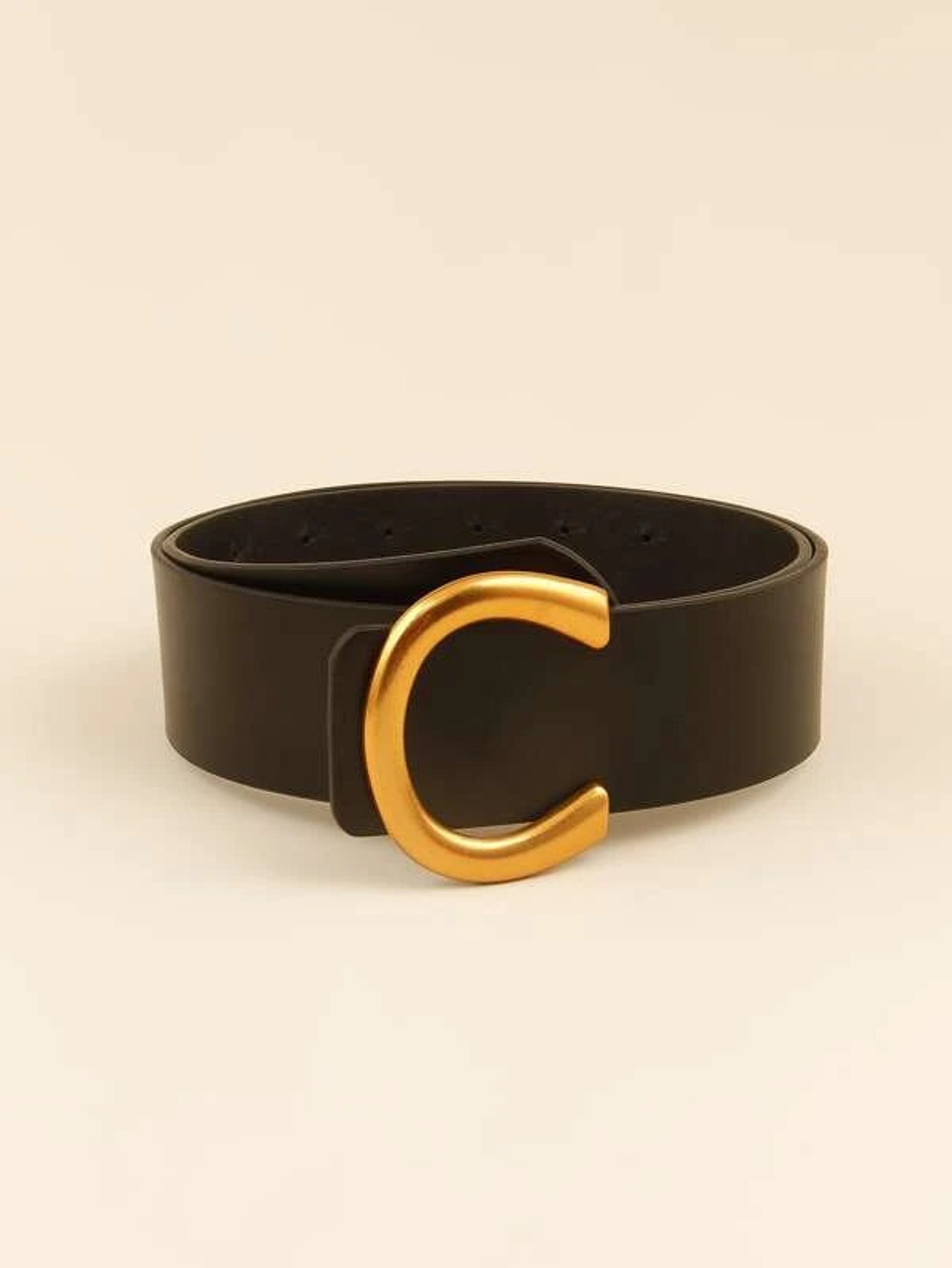 Black Leather Gold Buckle Belt Minimalist Wide Belt Black | Etsy
