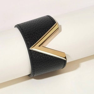 Louis Vuitton Silver Tone Shadow V Open Cuff Bracelet Louis