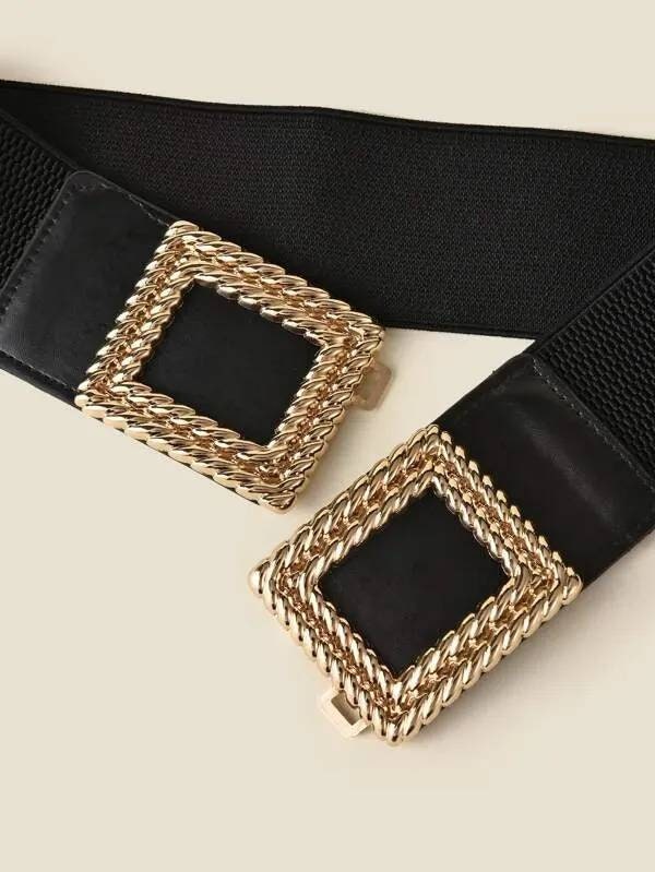 Women Stretch Black Belt Wide Black Belt Wide Buckle Belt Etsy