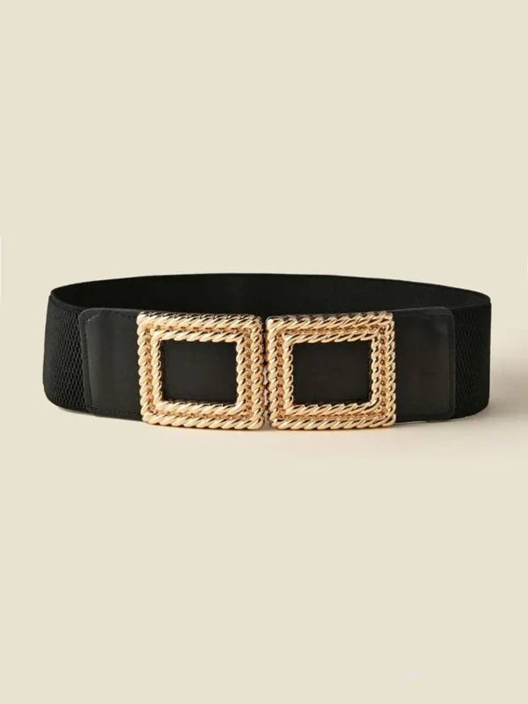 Women Stretch Black Belt, Wide Black Belt, Wide Buckle Belt, Wide Dress