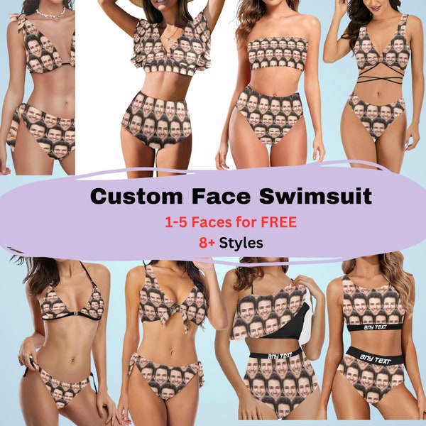 Custom Face Swimsuit Personalize Bachelorette Swimsuit Women Swimsuit Bride bathing Suit Bachelorette Squad bathing suit Plus Size Swimsuit