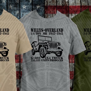 Willys Overland MB Military Vehicle G503 WW2 T Shirt World War Two