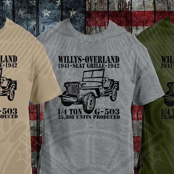 Willys Overland Slat Grille Military Vehicle G503 WW2 T-Shirt