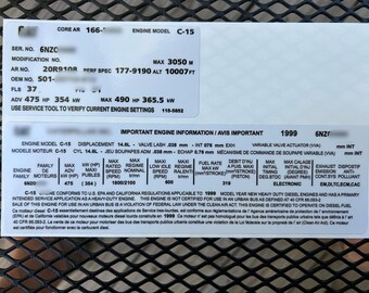 Juego de calcomanías para tapa de válvulas de motor diésel CAT C15 - 14.6L, 1999, 6NZ (2 juegos)
