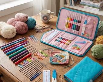 82PCS Ergonomic Crochet Hook Set with Case, Soft Grip Aluminum Crochet Hooks 0.6–10mm, Complete Crochet Kit for Beginners and Chunky Yarn