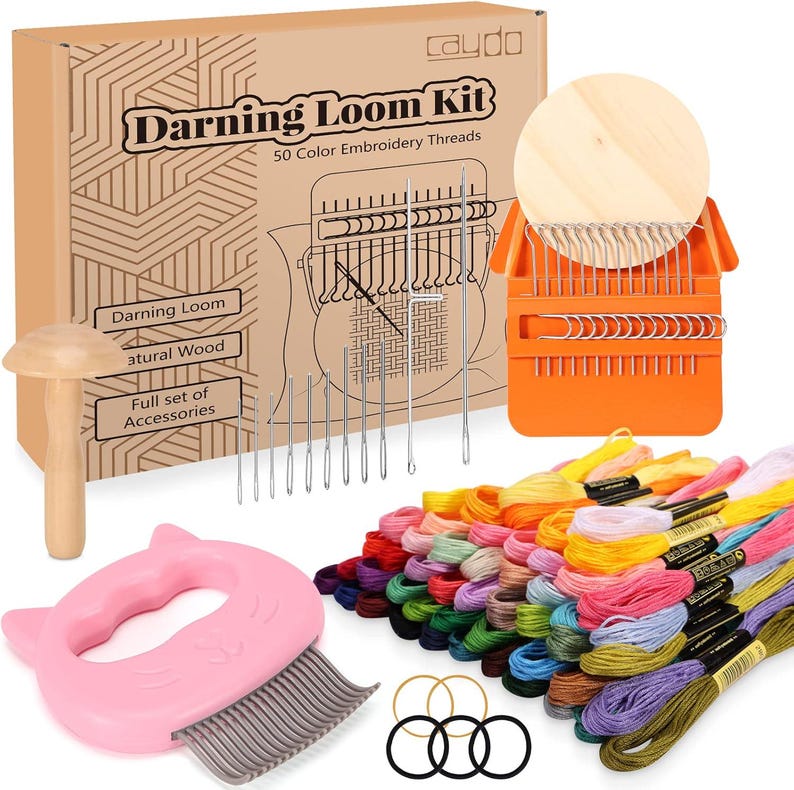 Speedweve Darning Loom Kit With 50 Threads, Mini Weaving Machine, Sock ...