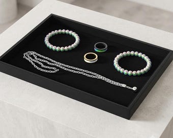 Velvet Jewelry Organizer Tray for Drawer, Necklace Bracelet Ring Display Case, Stackable Jewelry Storage Organizer for Women