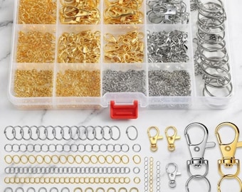 968PCS Keychain Making Kit with Key Rings, Keychain Clips, Lobster Clasps and Extension Chains for DIY Jewelry, Purse Charms Crafts