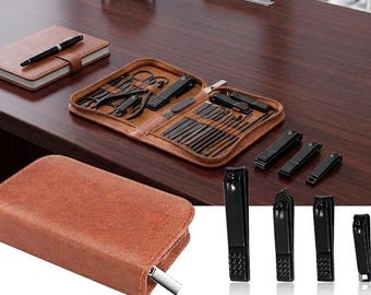 26PCS Professional Manicure Set, Stainless Steel Nail Clipper Kit with Luxury Travel Case, Pedicure & Grooming Tools for Men and Women