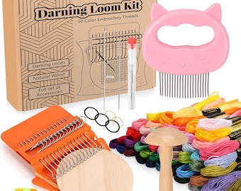 Speedweve Darning Loom Kit, Sock Repair Mushroom, 50 Color Threads, DIY Clothing Mending Kit for Beginners, Jeans & Sweater Repair