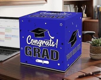 Graduation Card Box 2026 Red Foldable Cardboard Party Box, Graduation Party Decorations Card Holder Box for Gifts Wishes Celebration Decor