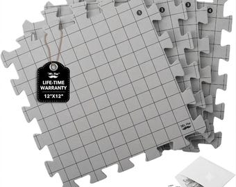 4 Pack Blocking Mats 12x12 Inch with 50 T-Pins, Foam Blocking Boards for Knitting, Crochet, Yarn Craft Blocking Mat Set for Shawls, Sweaters