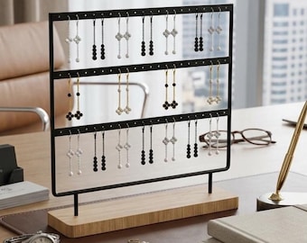 3 Tier Earring Holder Organizer Stand, Black Earring Display Tree for Hanging Earrings, Jewelry Storage Rack for Vanity and Dresser Decor