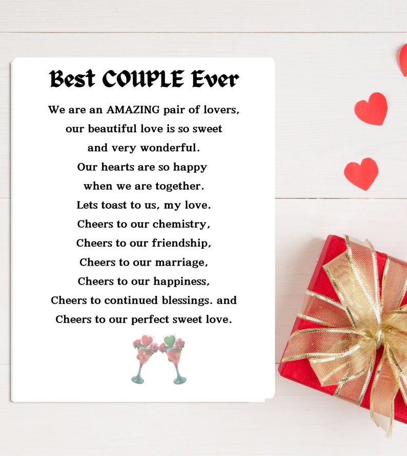 Heartfelt Couples Poem Customized Love Poetry Thoughtful Anniversary Gift Gifts for Her ...