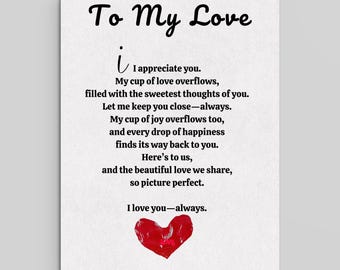 Heartfelt Love Poem for Spouse | Valentines Gift| Wife Gift (Digital Download)